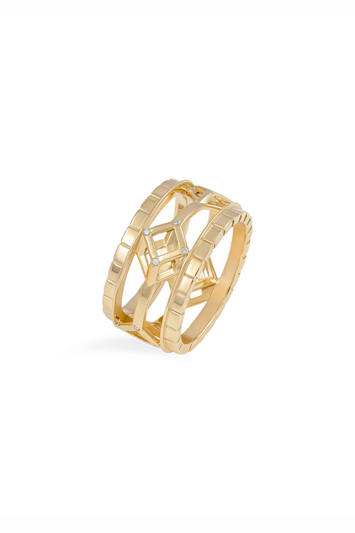 Cube Mirage Eternal Ring Accent 18K Yellow Gold