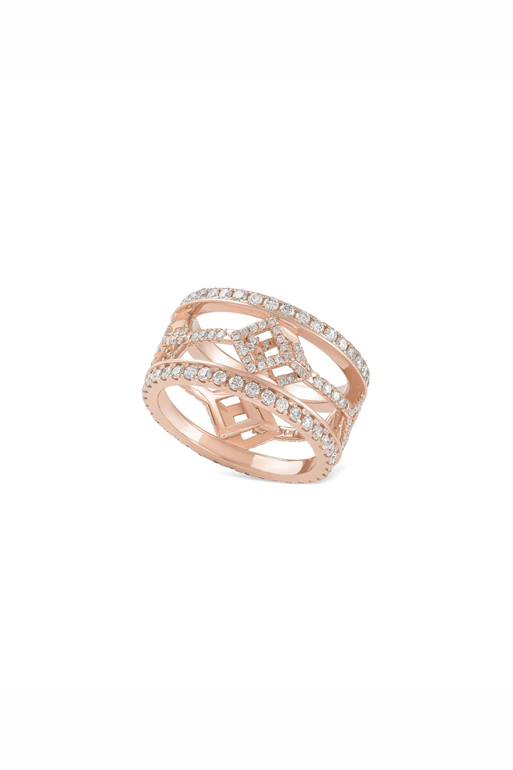 Cube Mirage Eternal Ring Pavée 18K Rose Gold