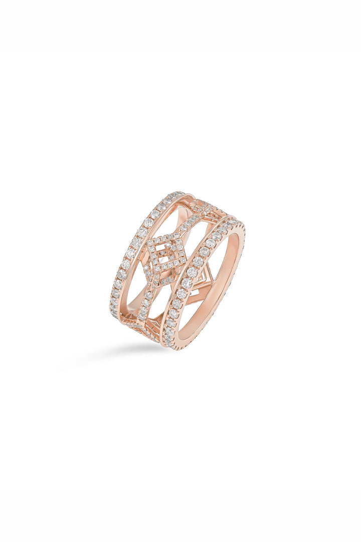 Cube Mirage Eternal Ring Pavée 18K Rose Gold
