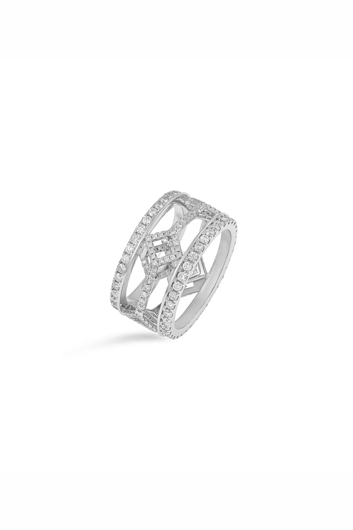 Cube Mirage Eternal Ring Pavée 18K White Gold