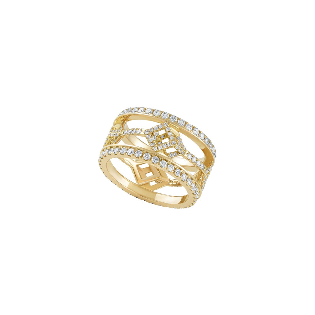 Cube Mirage Eternal Ring Pavée 18K Yellow Gold
