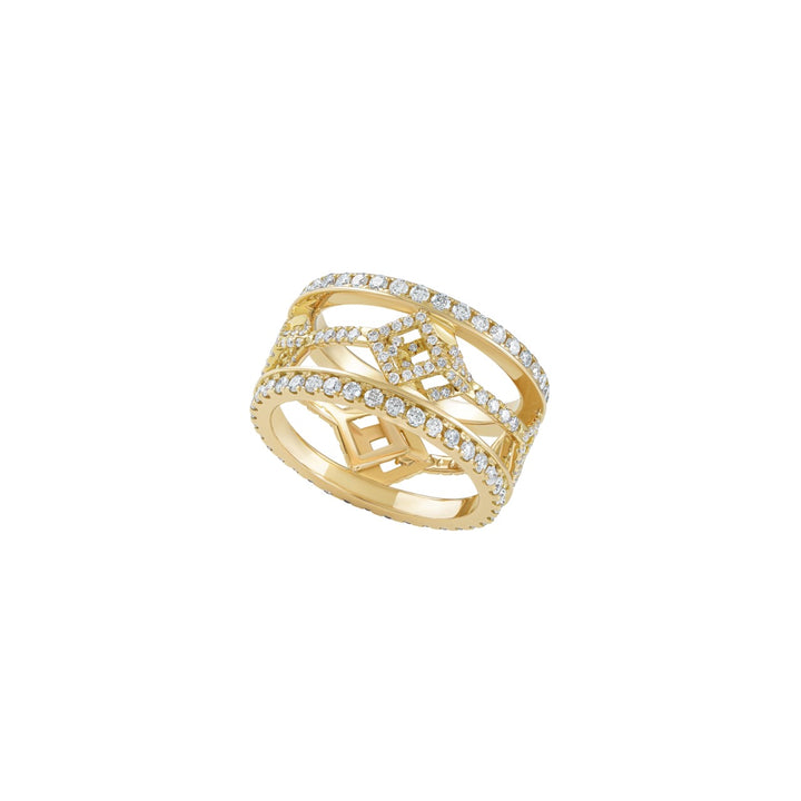 Cube Mirage Eternal Ring Pavée 18K Yellow Gold