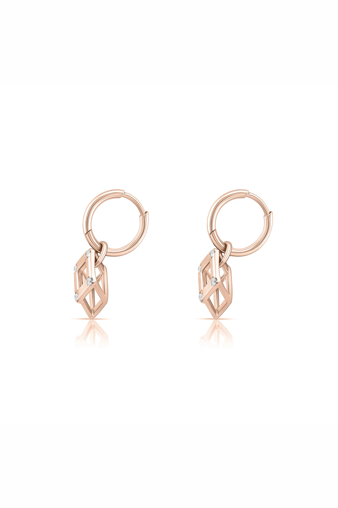 Cube Mirage Baby Icon Earring Accent Rose Gold