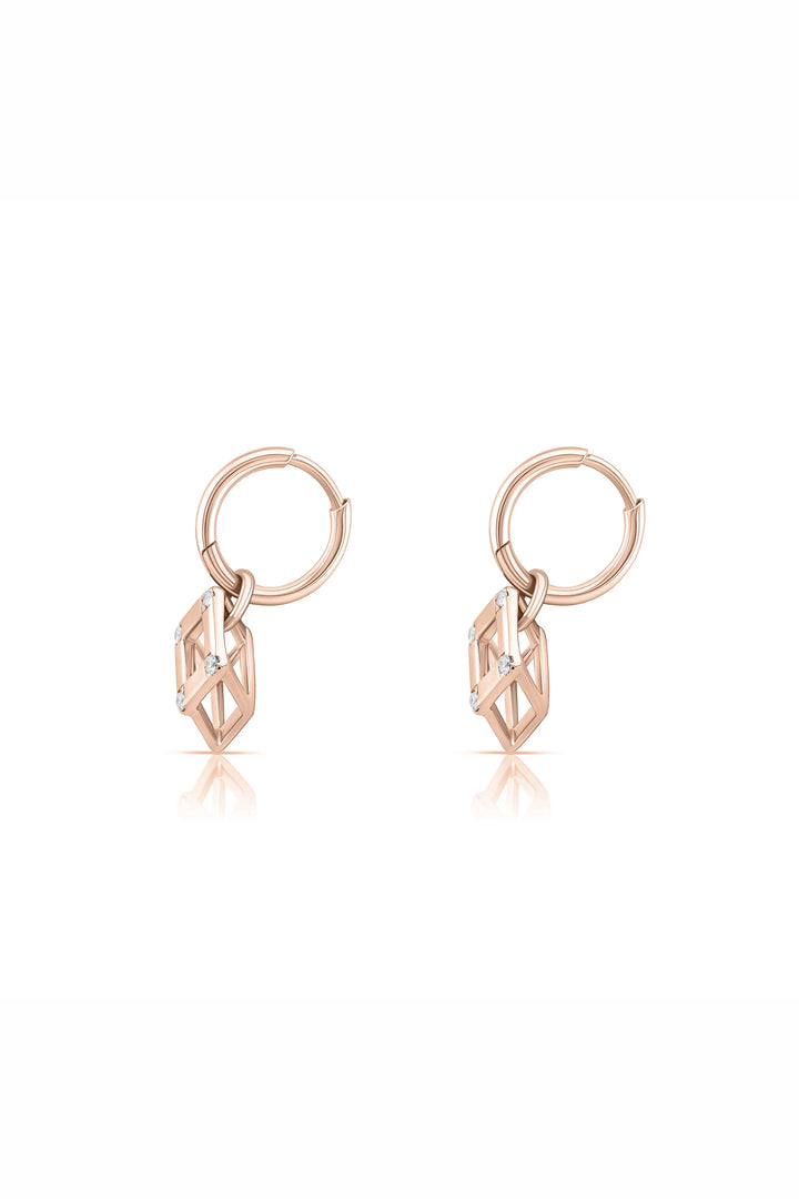 Cube Mirage Baby Icon Earring Accent Rose Gold