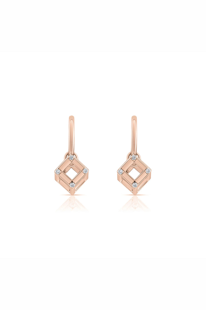 Cube Mirage Baby Icon Earring Accent Rose Gold