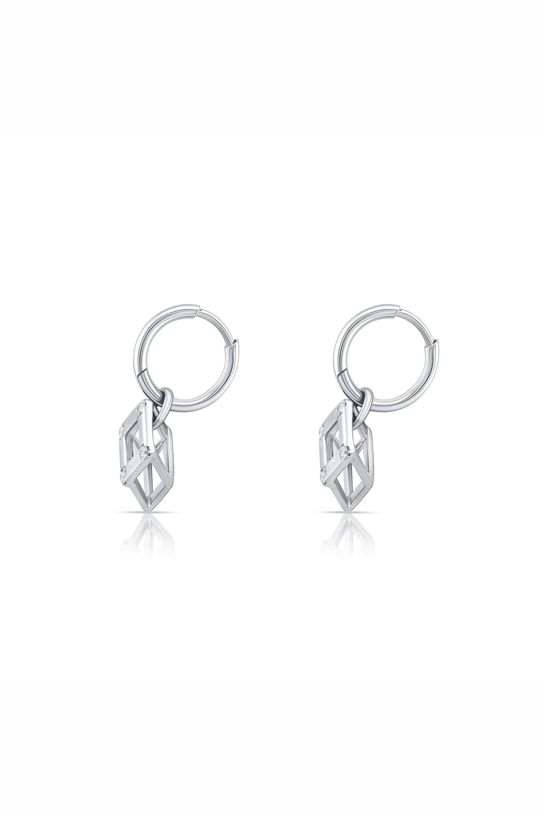Cube Mirage Baby Icon Earring Accent White Gold