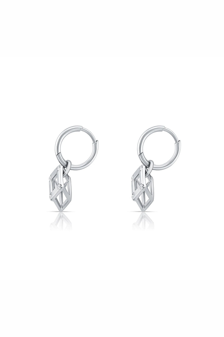 Cube Mirage Baby Icon Earring Accent White Gold