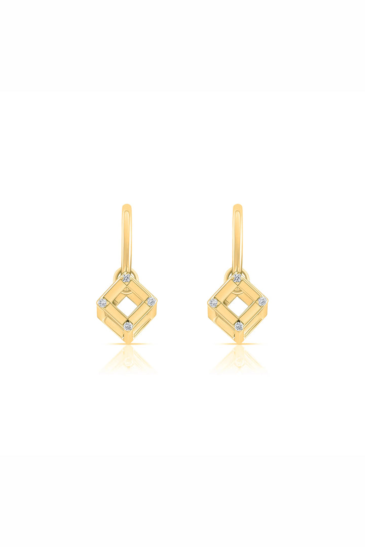 Cube Mirage Baby Icon Earring Accent Yellow Gold