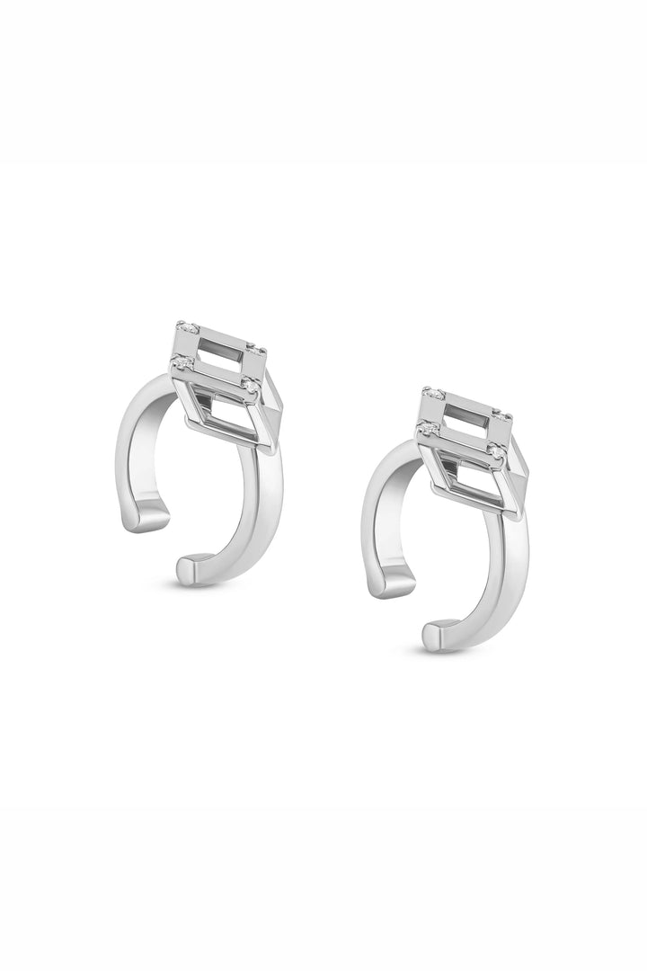 Cube Mirage Icon Earcuff Accent 18K White Gold