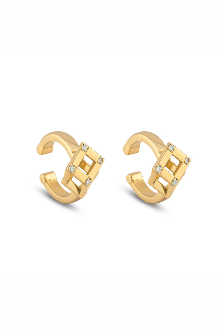 Cube Mirage Icon Earcuff Accent 18K Yellow Gold