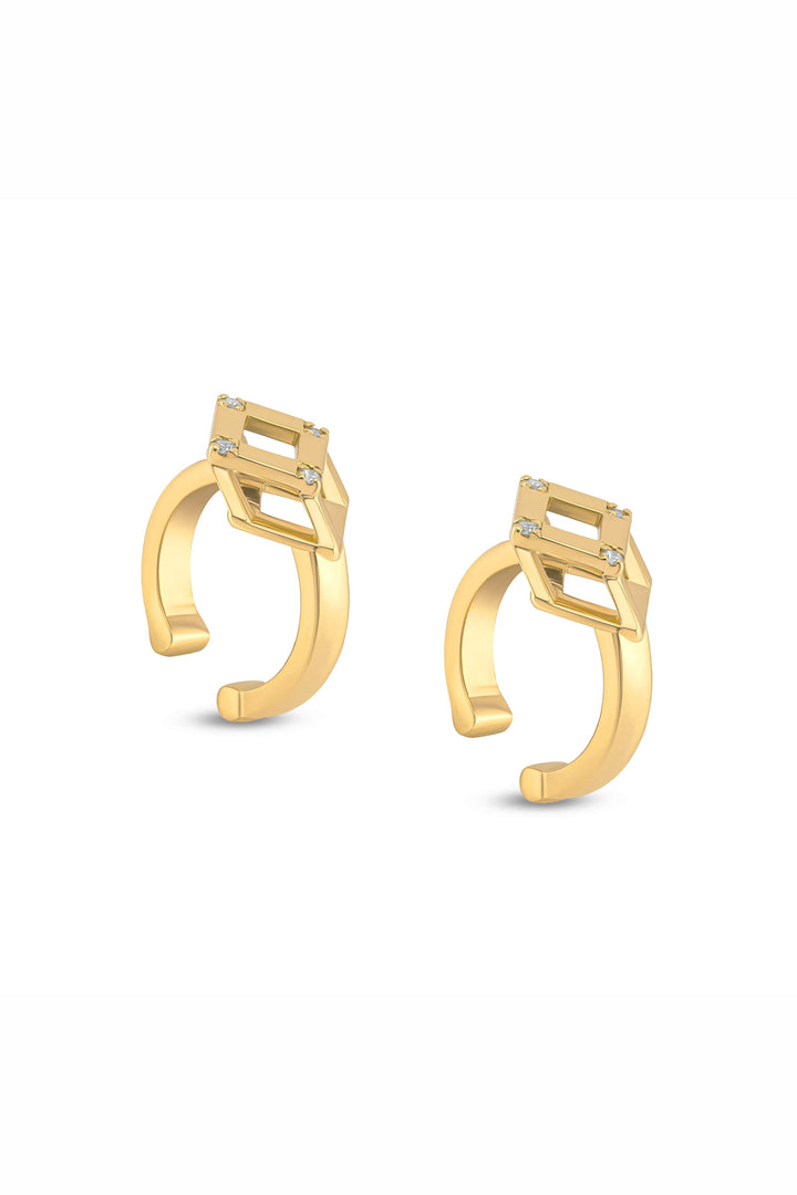 Cube Mirage Icon Earcuff Accent 18K Yellow Gold