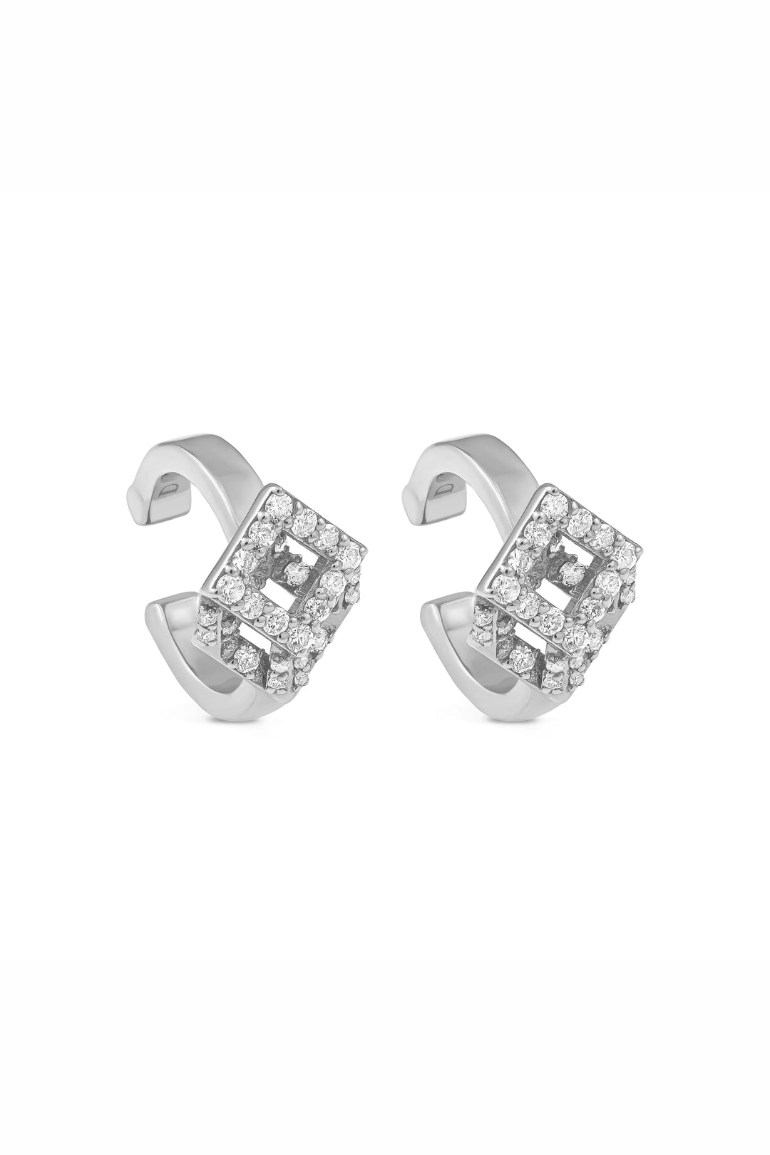 Cube Mirage Icon Earcuff Pavée 18K White Gold