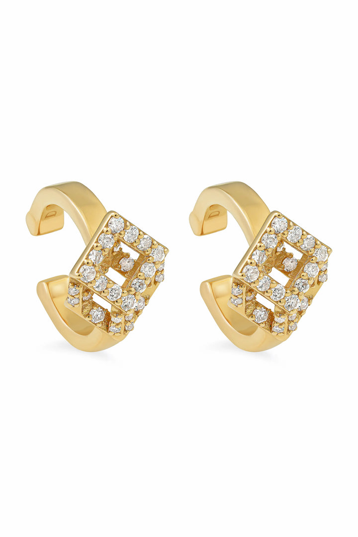 Cube Mirage Icon Earcuff Pavée 18K Yellow Gold