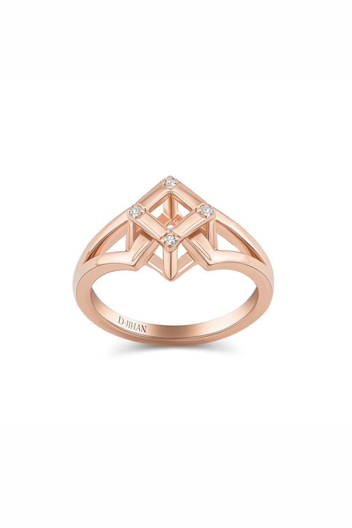 Cube Mirage Icon Pinky Ring Accent 18K Rose Gold