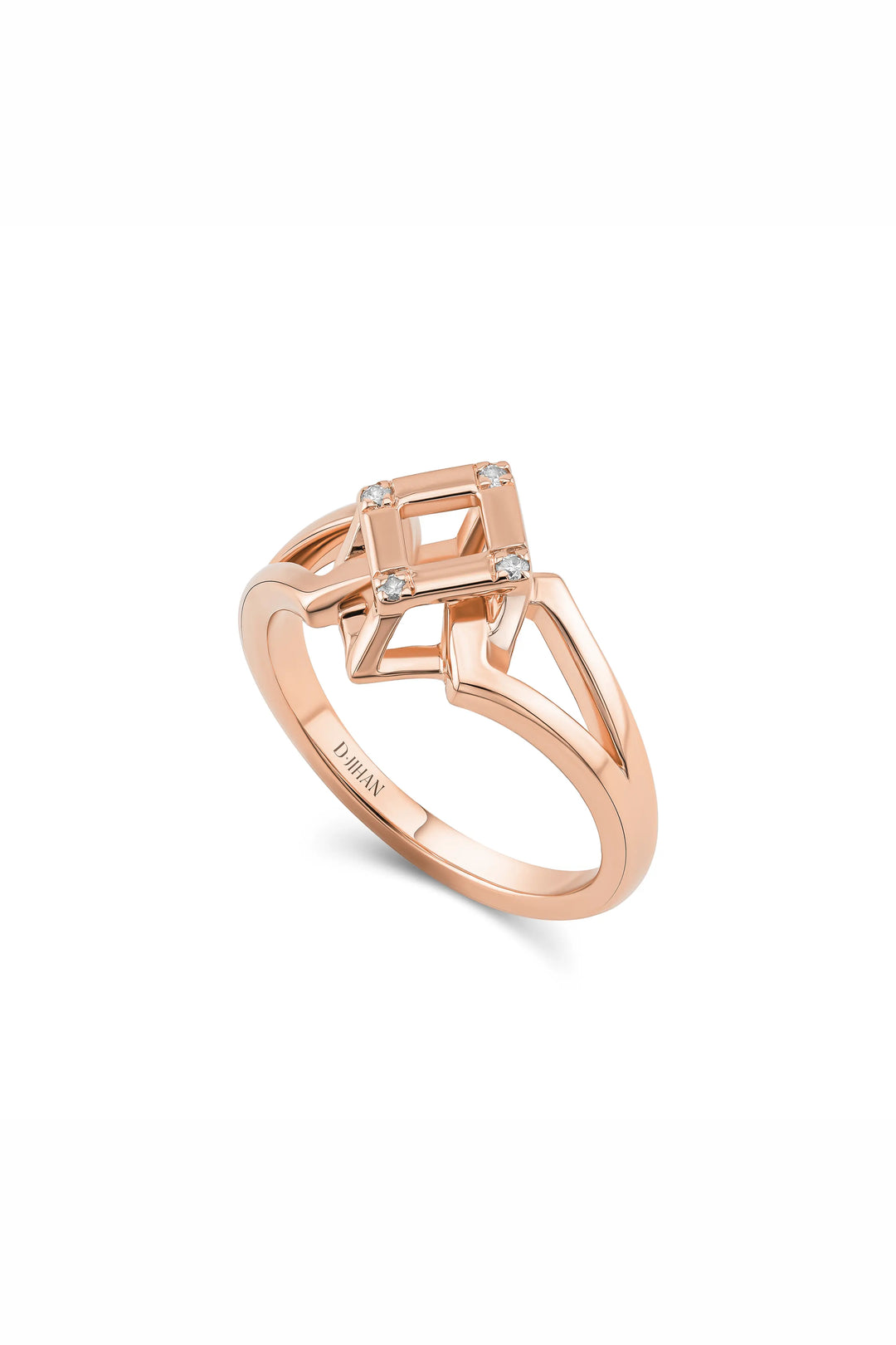 Cube Mirage Icon Pinky Ring Accent 18K Rose Gold