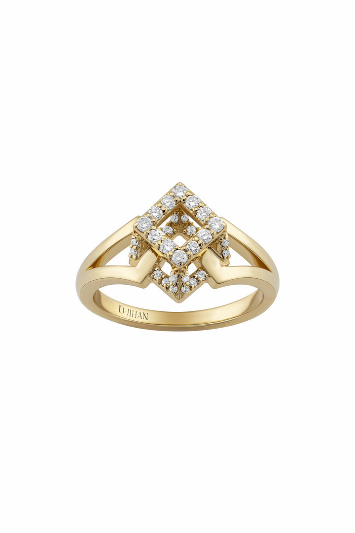 Cube Mirage Icon Pinky Ring Pavée 18K Yellow Gold