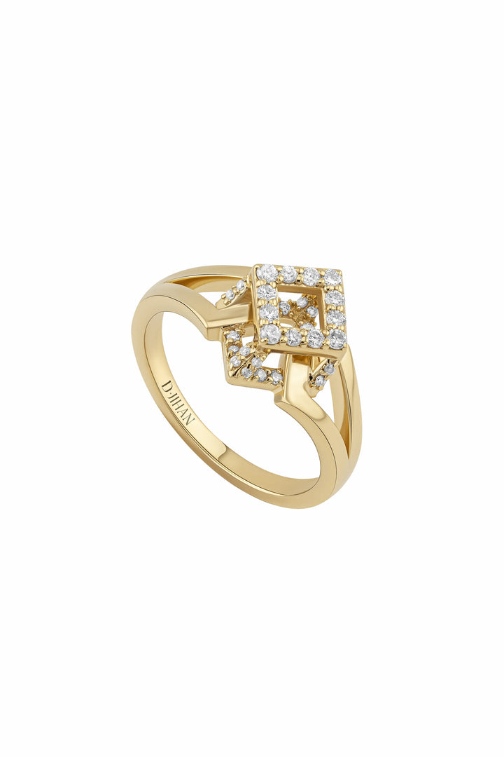Cube Mirage Icon Pinky Ring Pavée 18K Yellow Gold