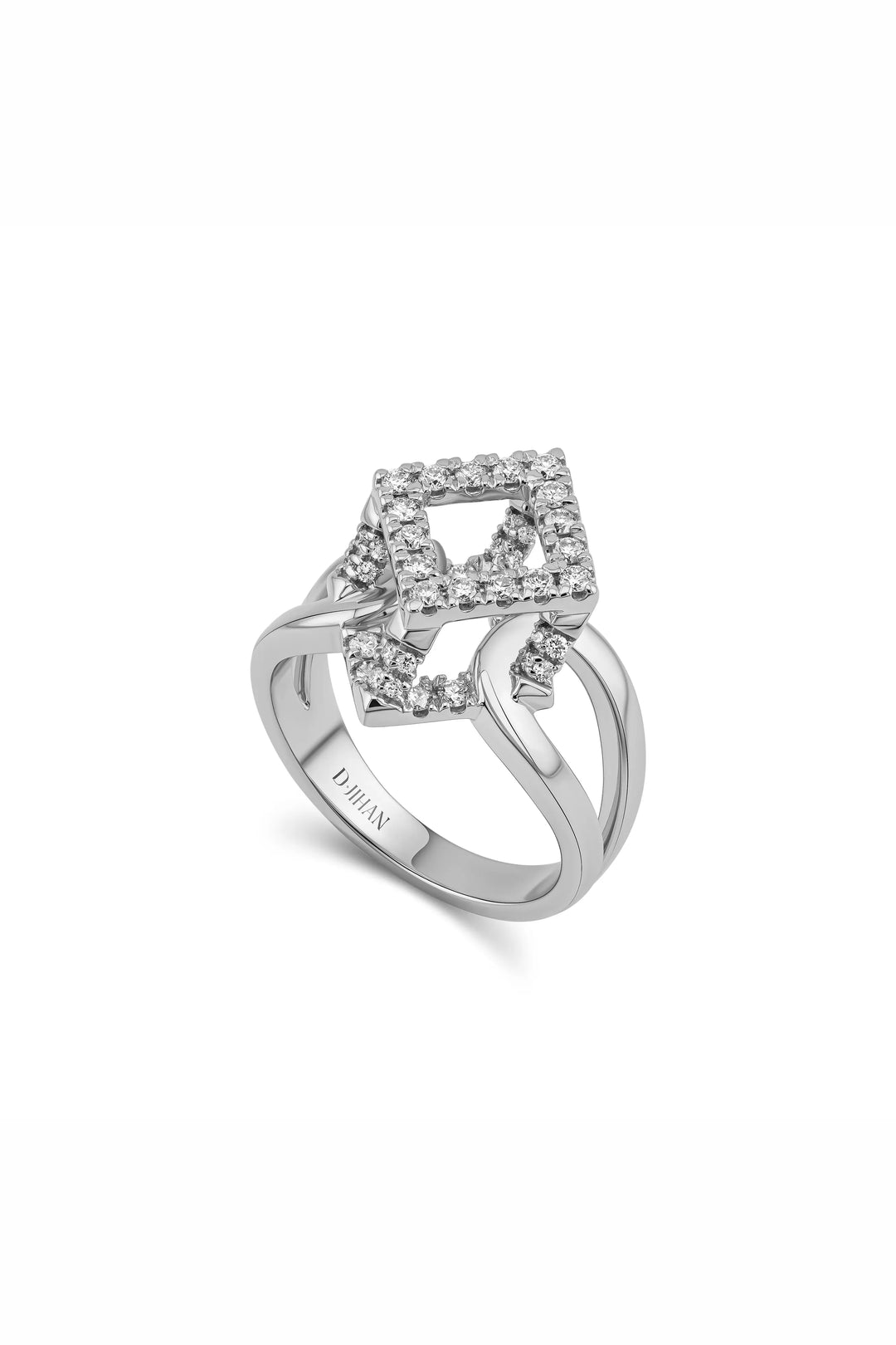 Cube Mirage Icon Ring Pavée 18K White Gold