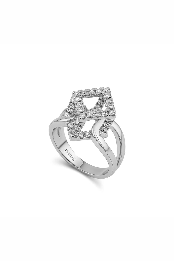 Cube Mirage Icon Ring Pavée 18K White Gold