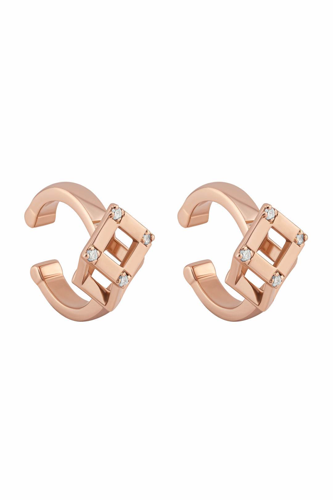 Cube Mirage Icon Earcuff Accent 18K Rose Gold