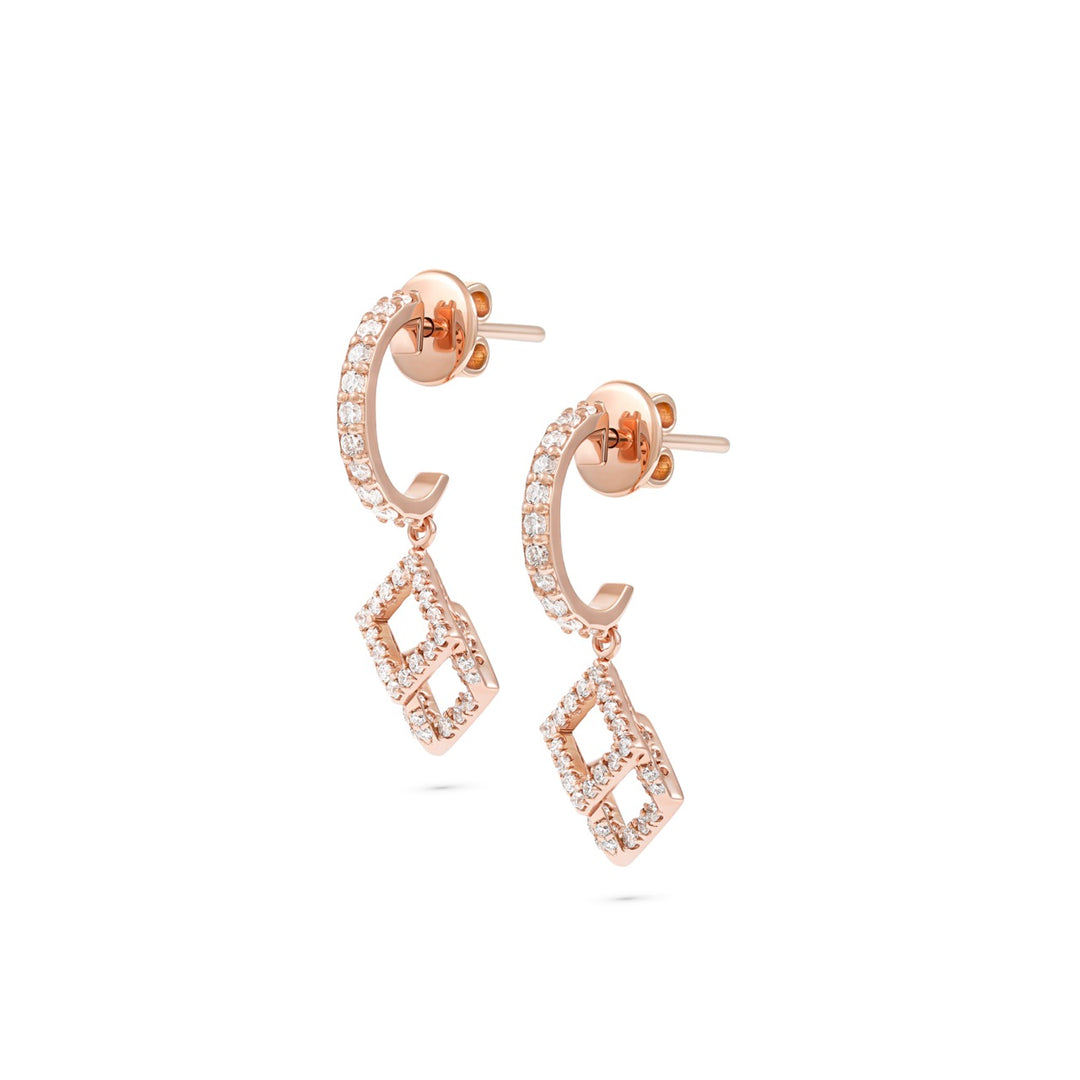 Cube Mirage Icon Dangling Earring - Pavée