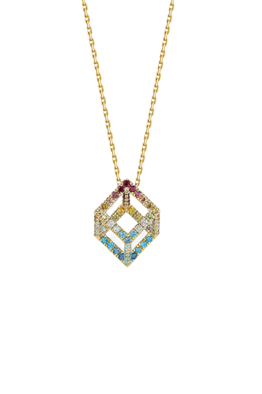 Cube Mirage Icon Pendant Necklace Sunset Edition - Pavé