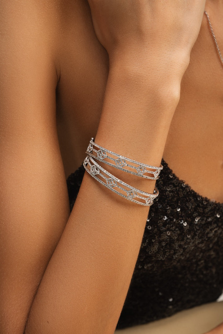 Cube Eternal Icon Bangle Bracelet - Pavée