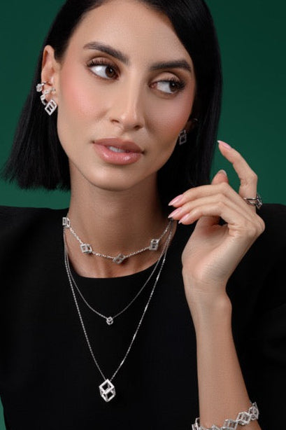 Cube Mirage Baby Icon Pendant Necklace - Pavée