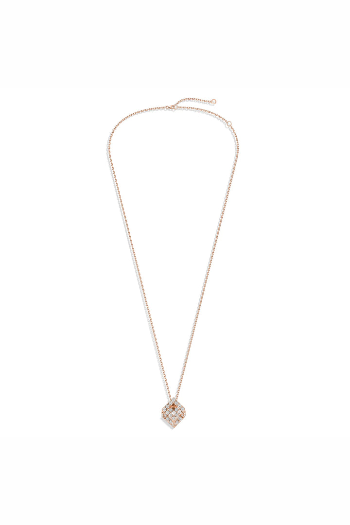 Cube Mirage Baby Icon Pendant Necklace Pavée 18K Rose Gold