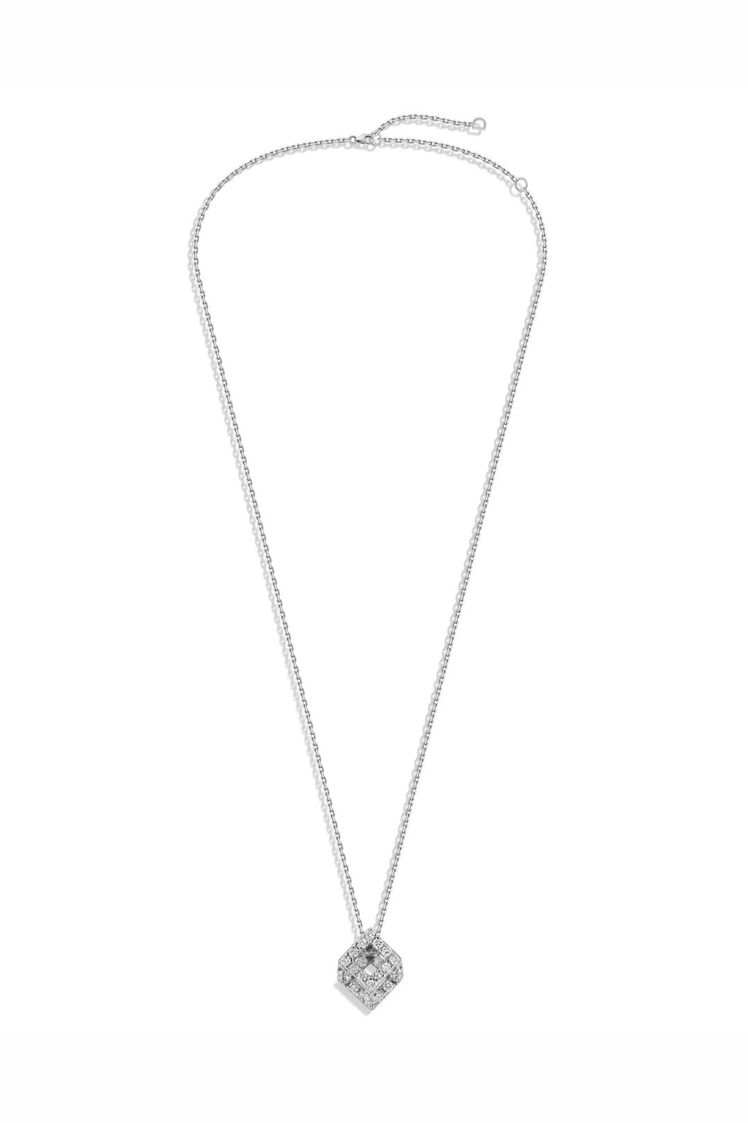 Cube Mirage Baby Icon Pendant Necklace Pavée 18K White Gold