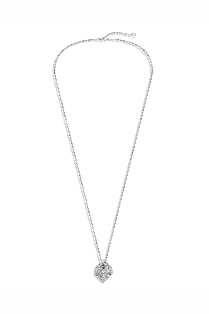 Cube Mirage Baby Icon Pendant Necklace Pavée 18K White Gold