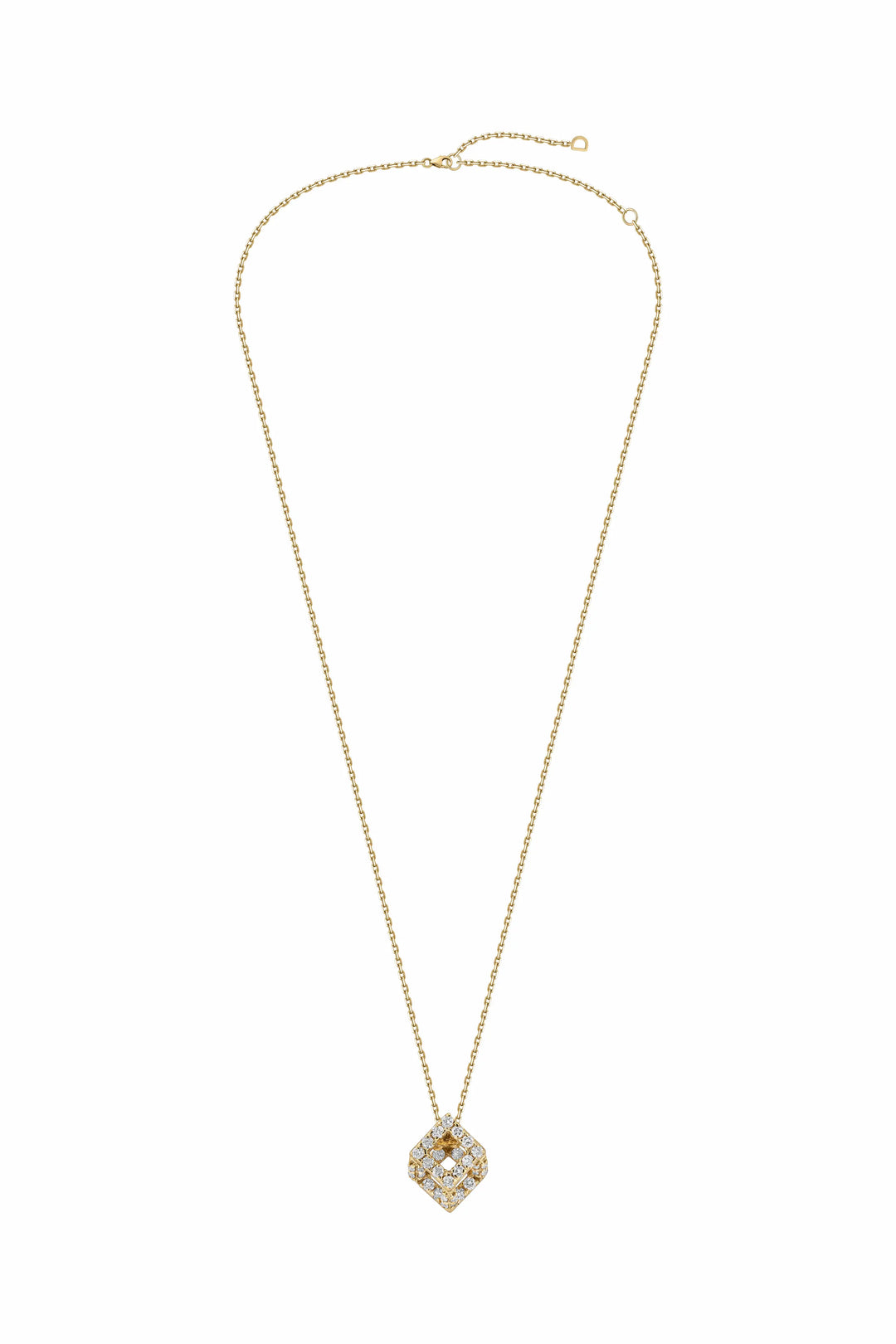 Cube Mirage Baby Icon Pendant Necklace Pavée 18K Yellow Gold