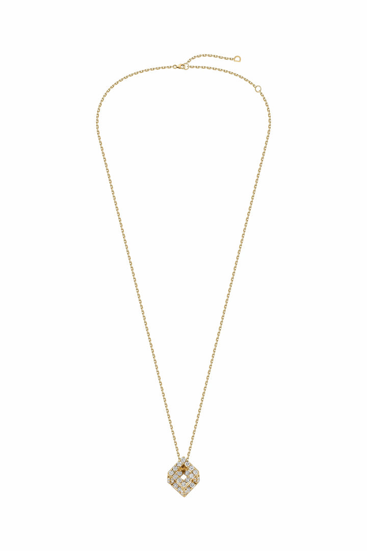 Cube Mirage Baby Icon Pendant Necklace Pavée 18K Yellow Gold