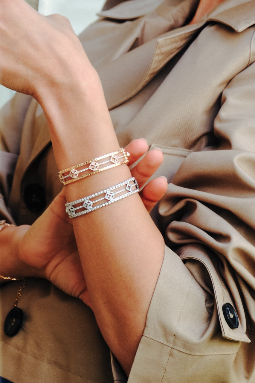 Cube Eternal Icon Bangle Bracelet - Semi Pavé