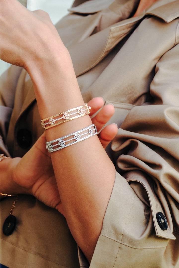 Cube Eternal Icon Bangle Bracelet - Semi Pavé