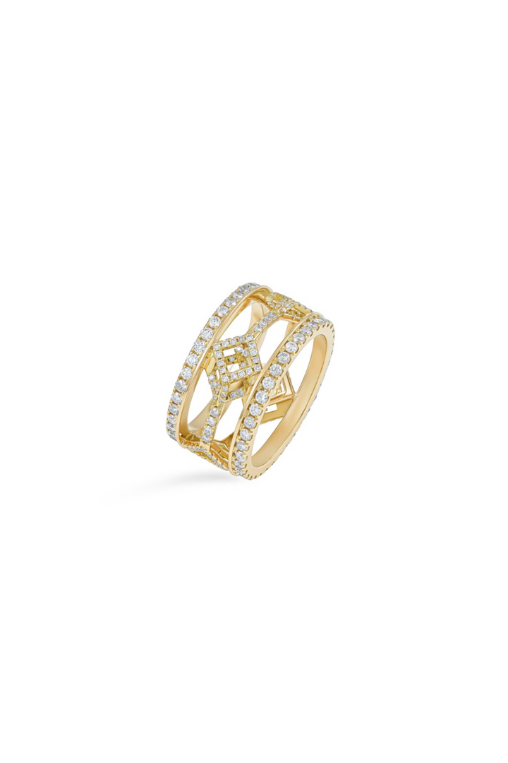 Cube Mirage Eternal Ring Pavée 18K Yellow Gold