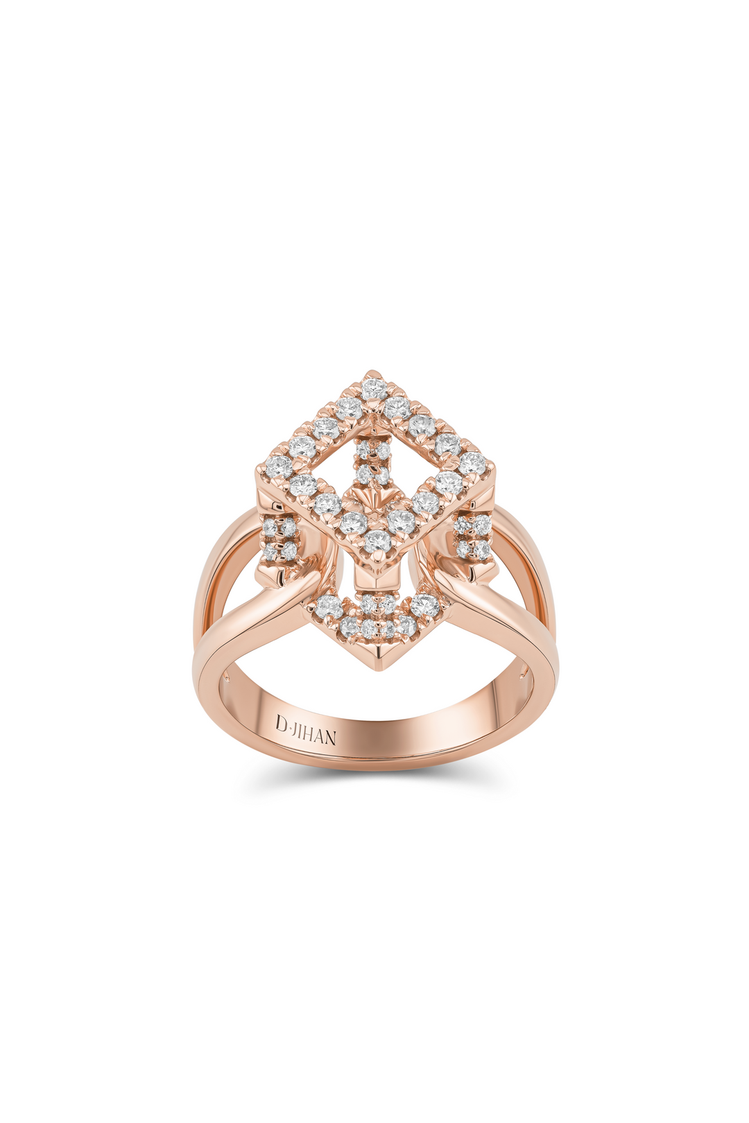 Cube Mirage Icon Ring Pavée 18K Rose Gold