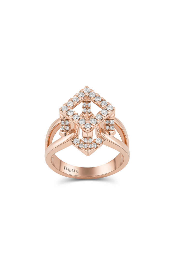 Cube Mirage Icon Ring Pavée 18K Rose Gold