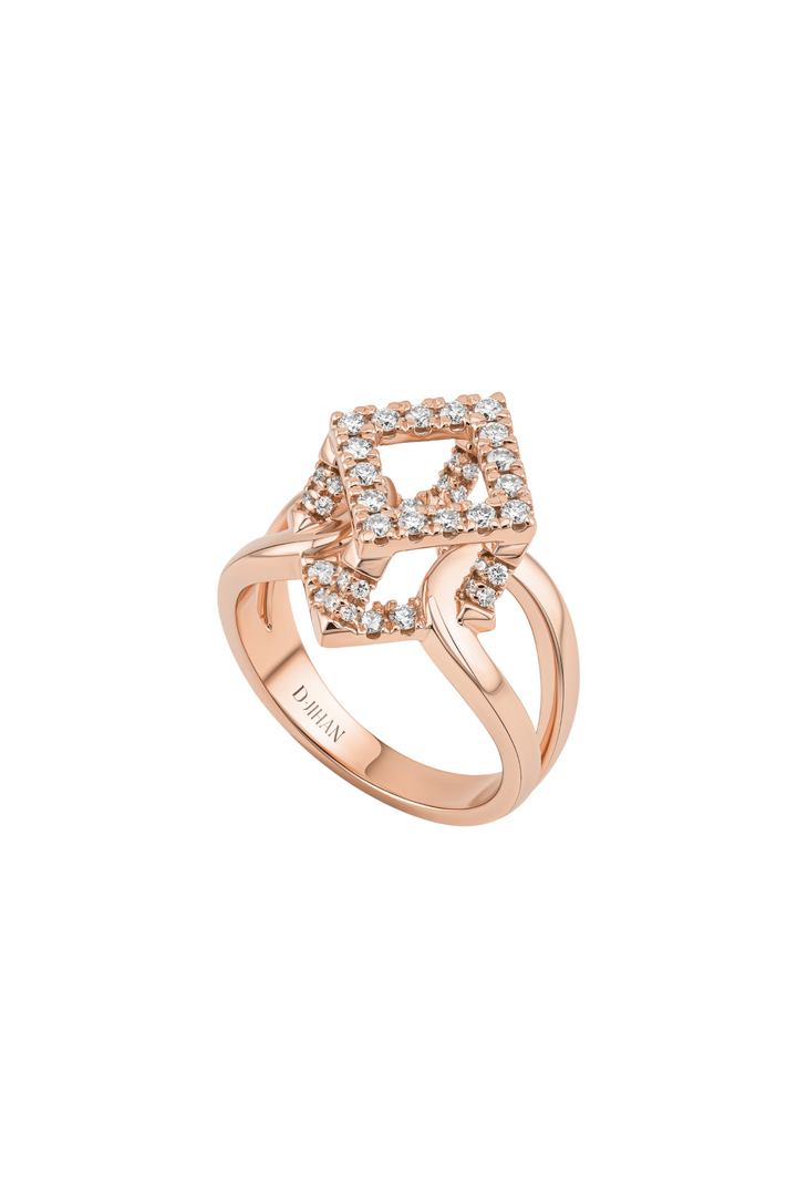Cube Mirage Icon Ring Pavée 18K Rose Gold