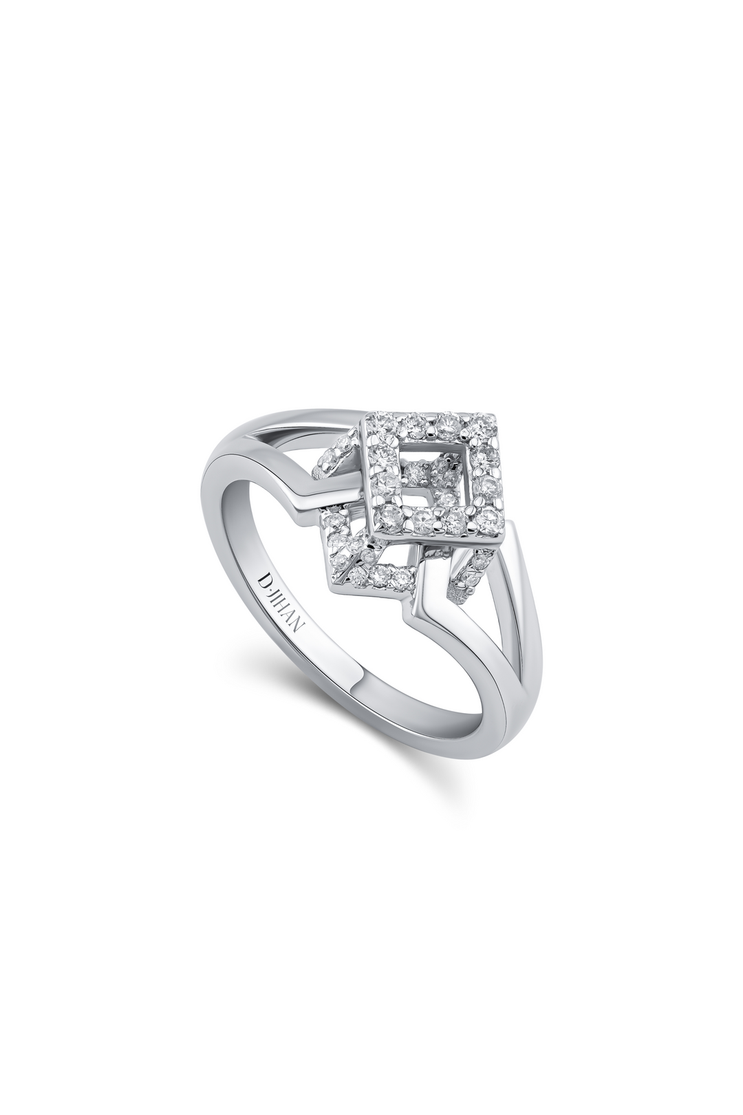 Cube Mirage Icon Pinky Ring Pavée 18K White Gold