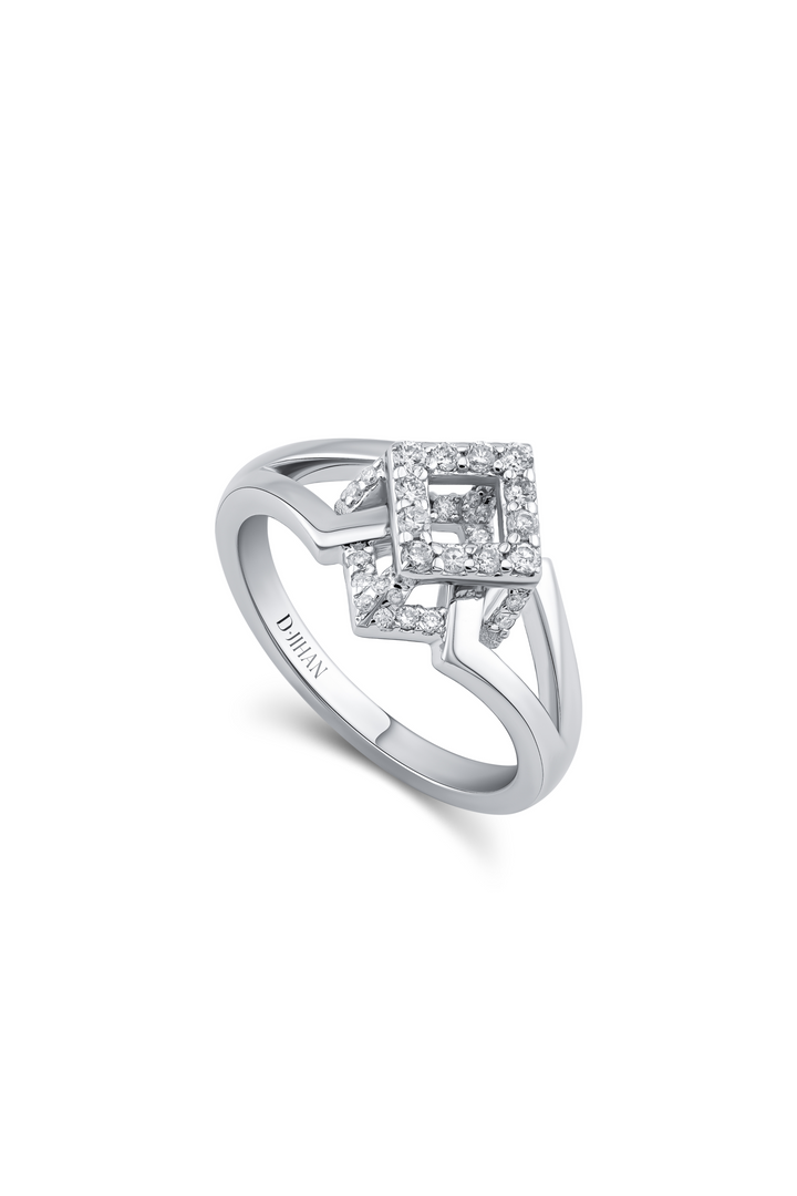 Cube Mirage Icon Pinky Ring Pavée 18K White Gold
