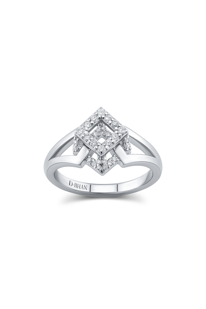 Cube Mirage Icon Pinky Ring Pavée 18K White Gold