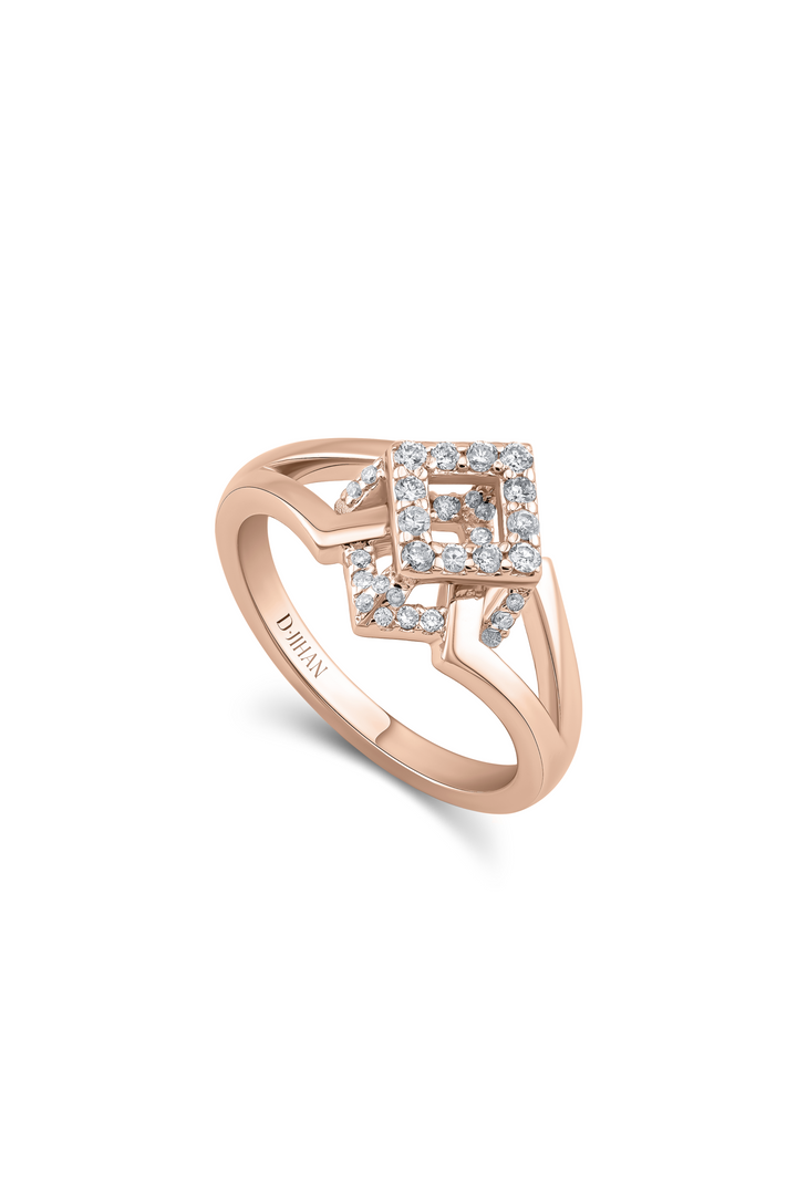 Cube Mirage Icon Pinky Ring Pavée 18K Rose Gold