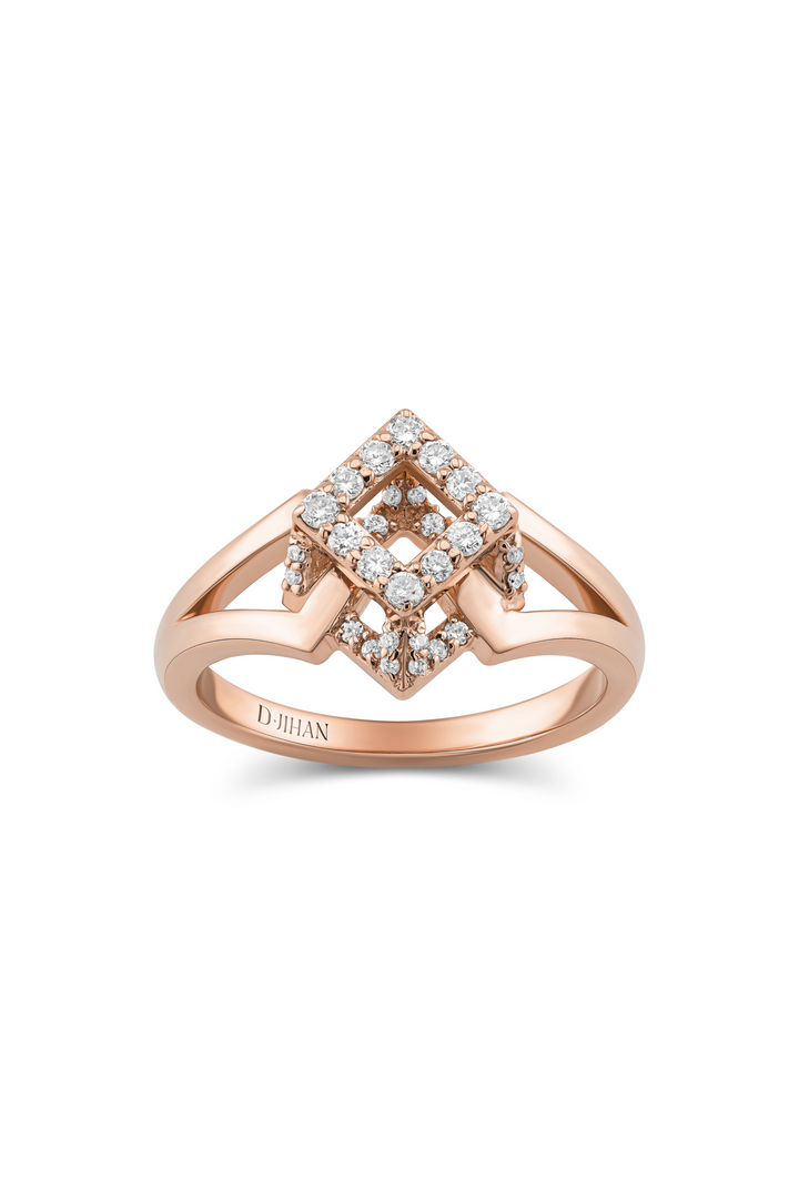 Cube Mirage Icon Pinky Ring Pavée 18K Rose Gold