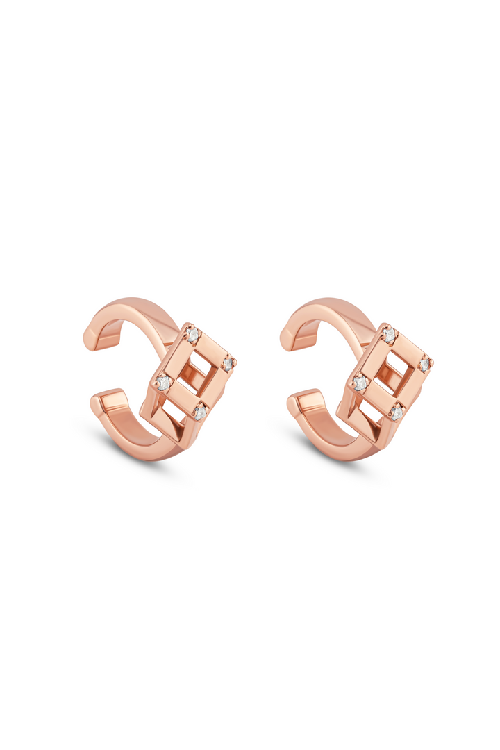 Cube Mirage Icon Earcuff Accent 18K Rose Gold