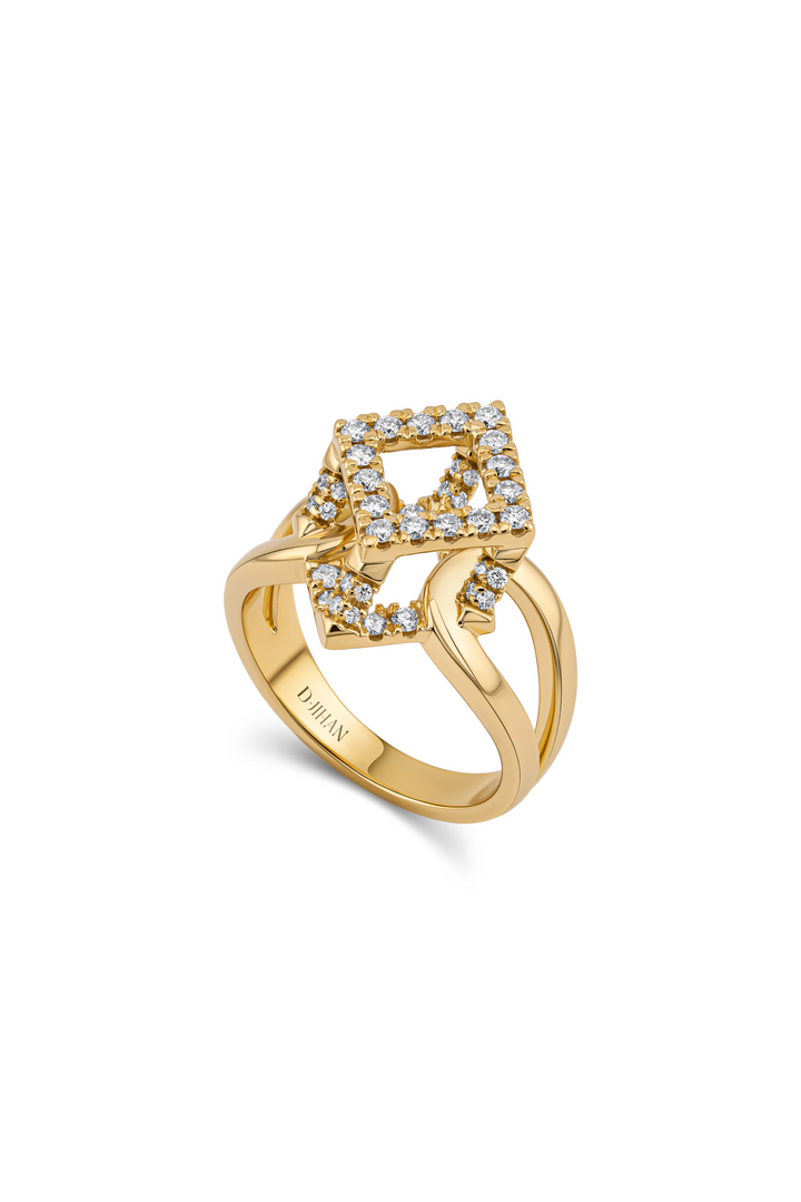Cube Mirage Icon Ring Pavée 18K Yellow Gold