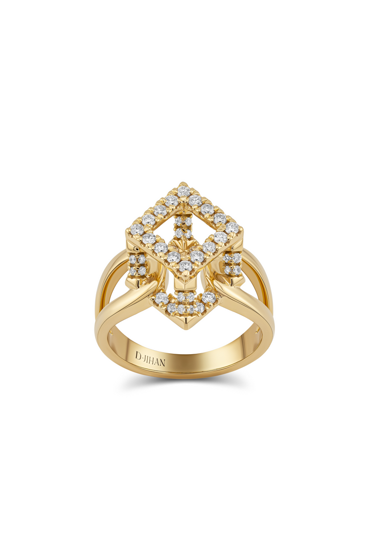 Cube Mirage Icon Ring Pavée 18K Yellow Gold