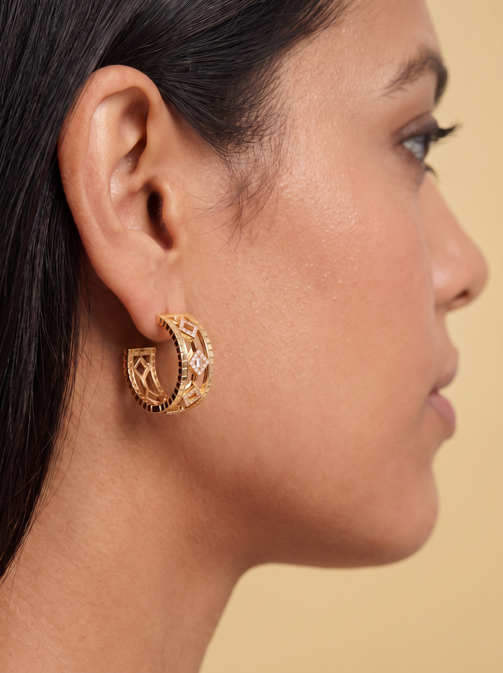 Cube Eternal Hoop Earring - Semi Pavée