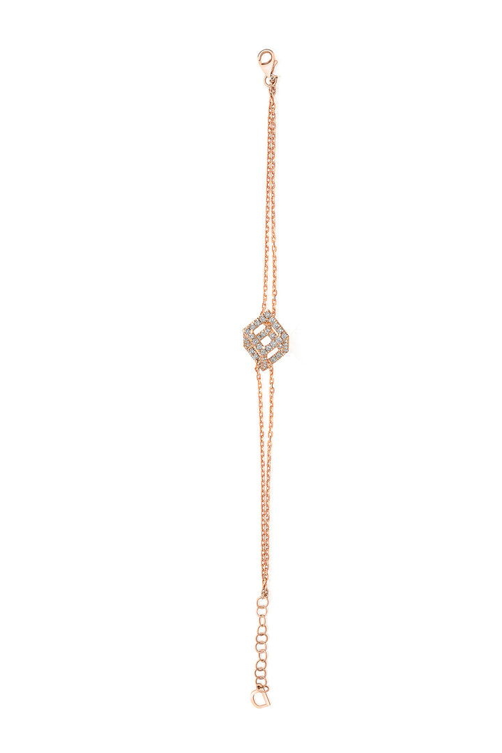 Cube Mirage Icon Chain Bracelet - Pavée (18k Rose Gold)